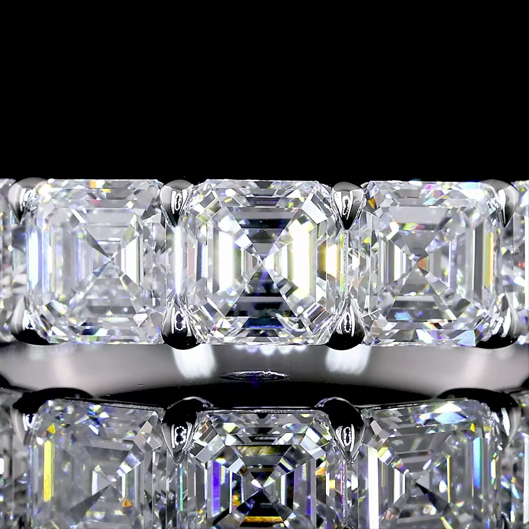 3.14 Cts 14k White Gold Asscher Shape 7 Stones Eternity Band - Image 3
