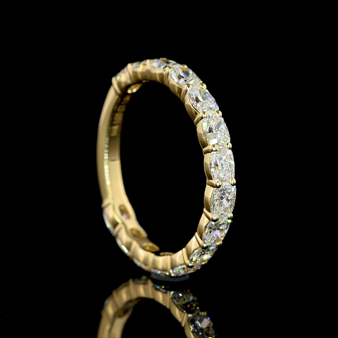 1.65 Cts 14k Yellow Gold Cushion Brilliant Shape 3/4 Band Eternity Band - Image 2