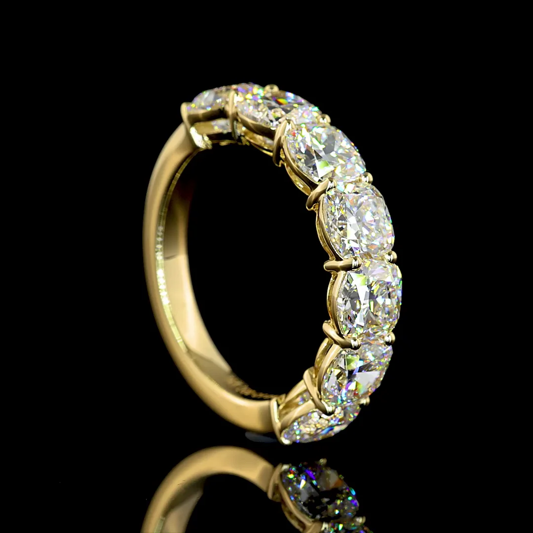 3.91 Cts 14k Yellow Gold Square Cushion Brilliant Shape 7 Stones Eternity Band - Image 2