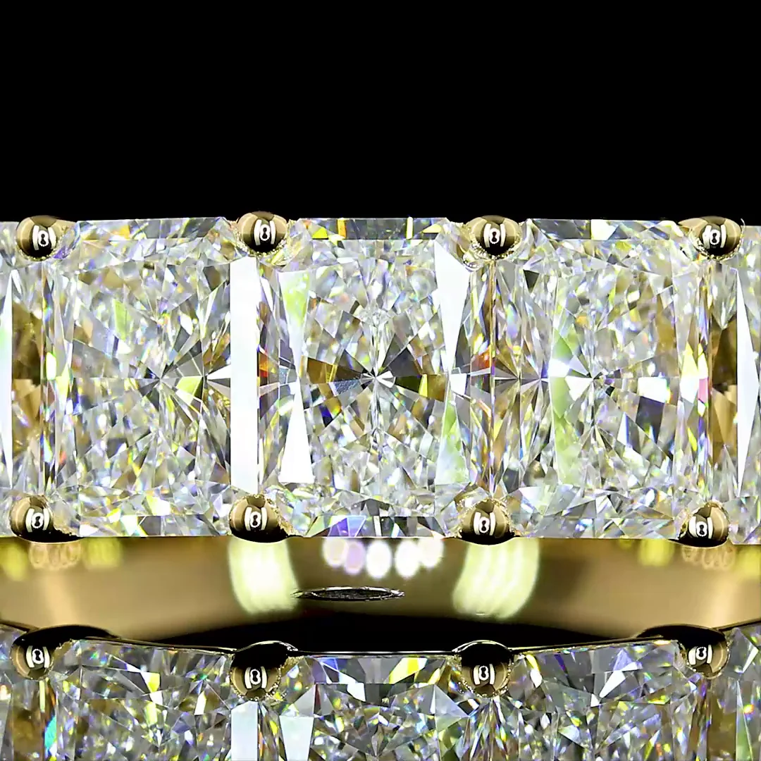 3.01 Cts 14k Yellow Gold Radiant Shape 7 Stones Eternity Band - Image 3