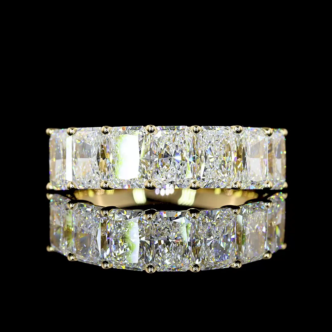 3.01 Cts 14k Yellow Gold Radiant Shape 7 Stones Eternity Band - Video
