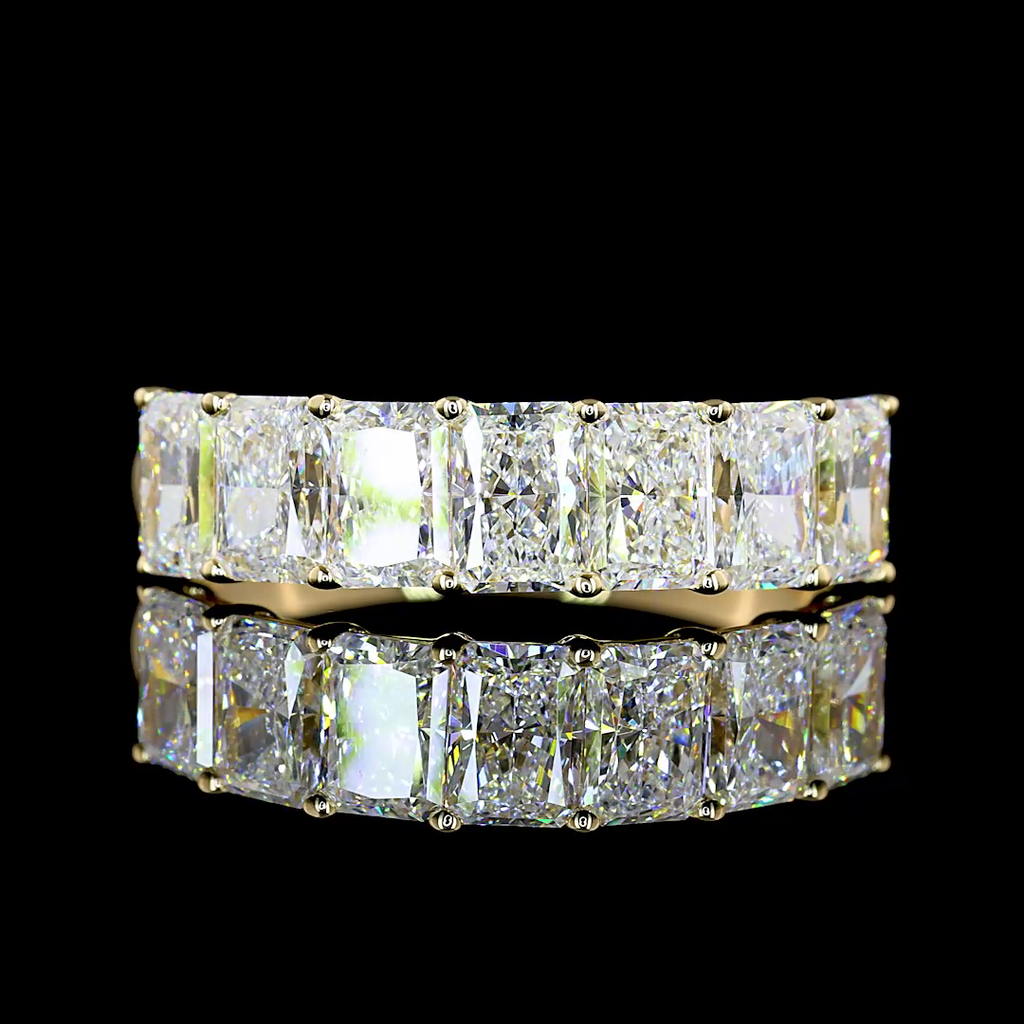 2.11 Cts 14k Yellow Gold Radiant Shape 7 Stones Eternity Band - Video