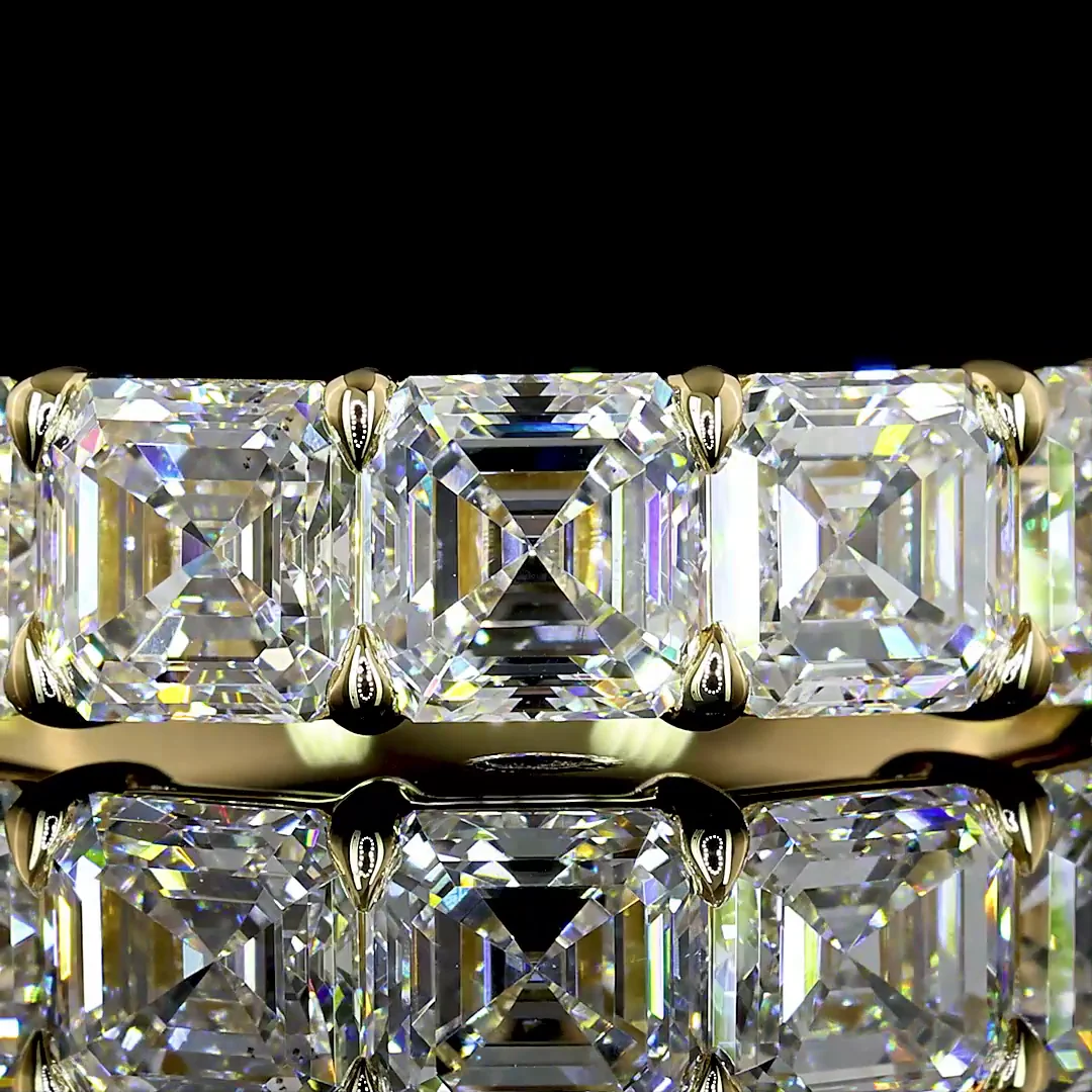 2.12 Cts 14k Yellow Gold Asscher Shape 5 Stones Eternity Band - Image 3
