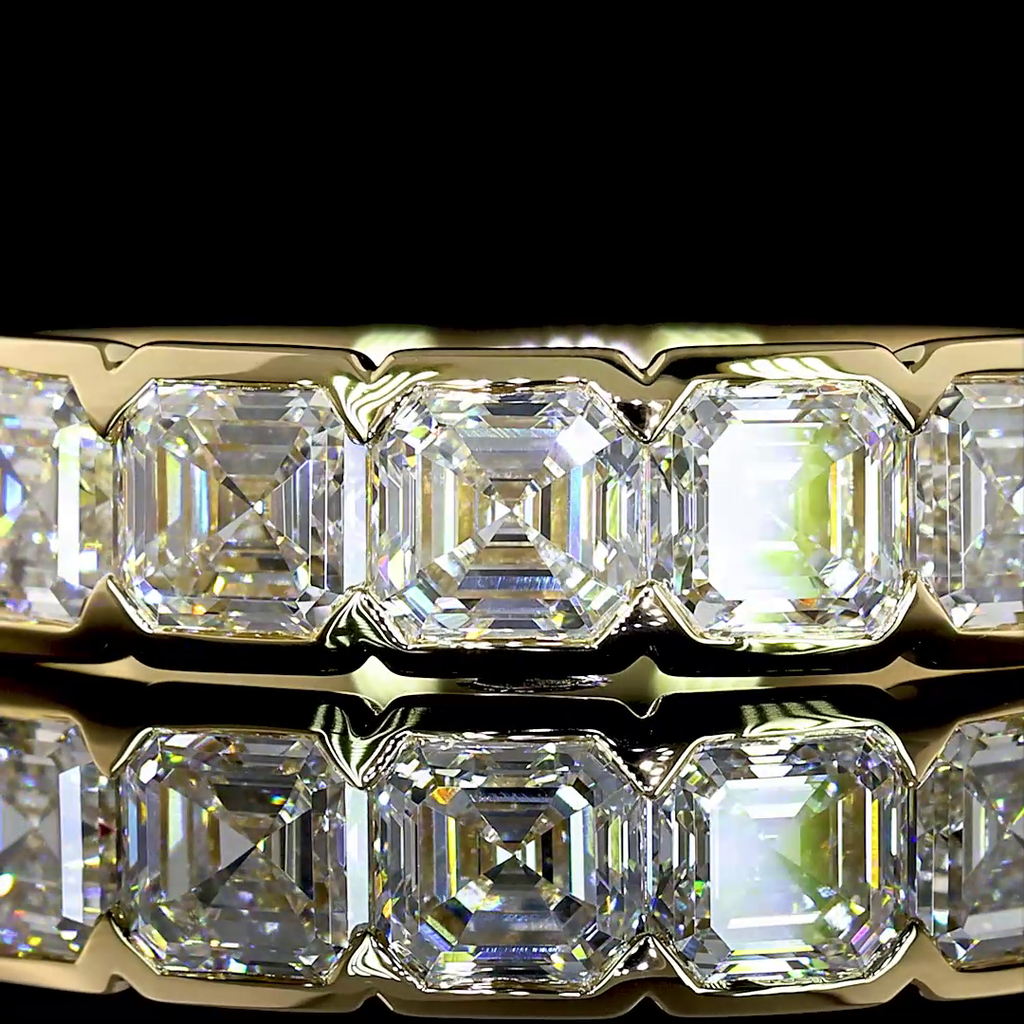 1.03 Cts 14k Yellow Gold Asscher Shape 5 Stones Eternity Band - Image 3