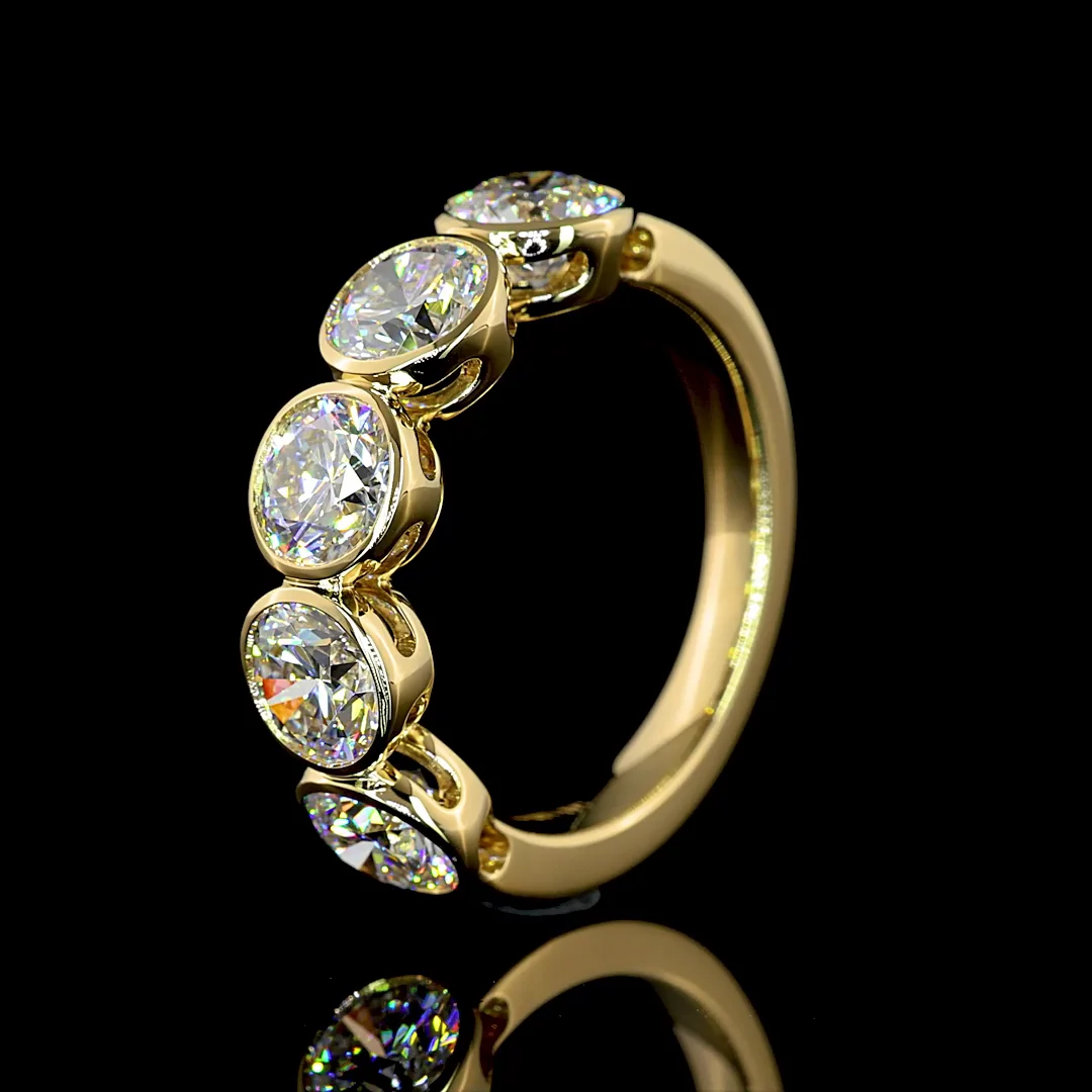 2.98 Cts 14k Yellow Gold Round Shape 5 Stones Eternity Band - Image 4