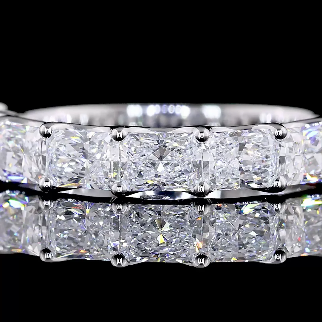 1.99 Cts 14k White Gold Radiant Shape Half Eternity Eternity Band - Image 3
