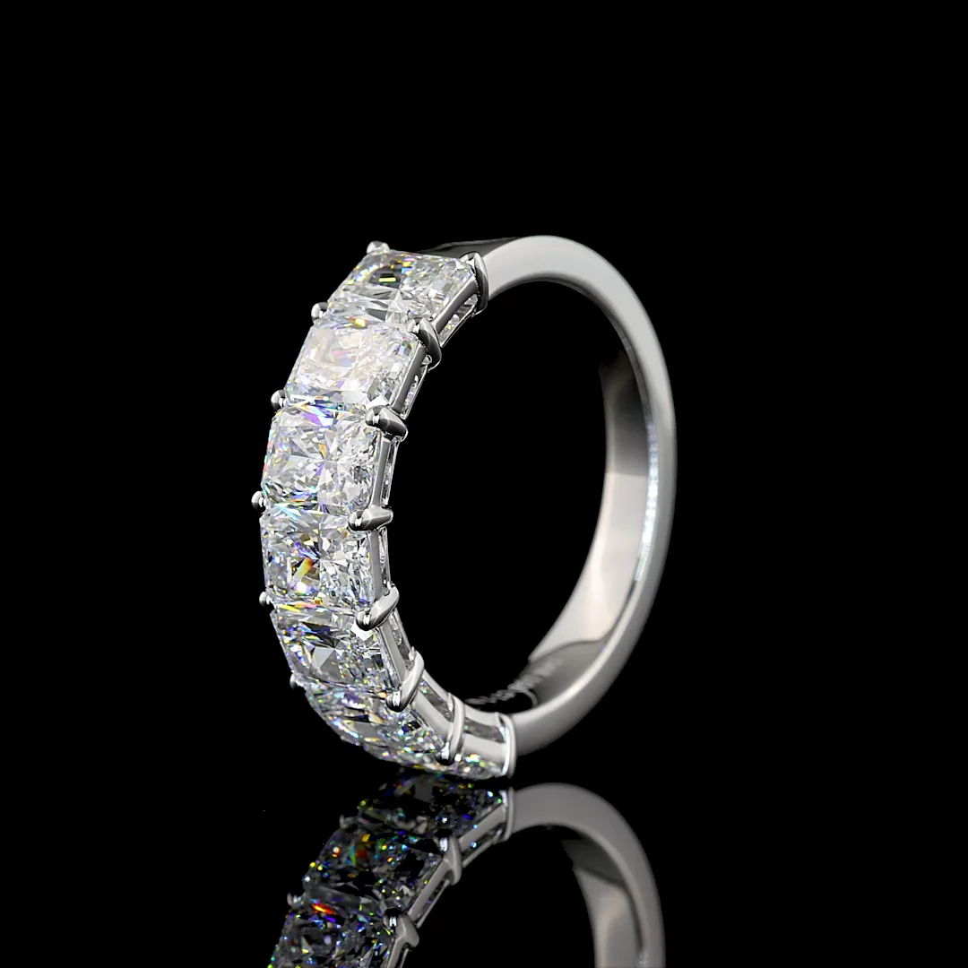 2.96 Cts 14k White Gold Radiant Shape 7 Stones Eternity Band - Image 4