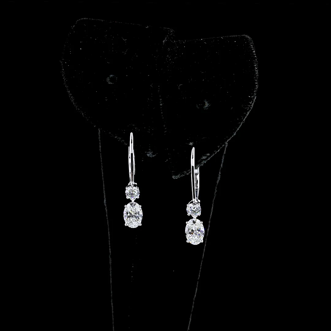 1.34 Cts 14k White Gold Mix Shape Hanging Earring - Image 3