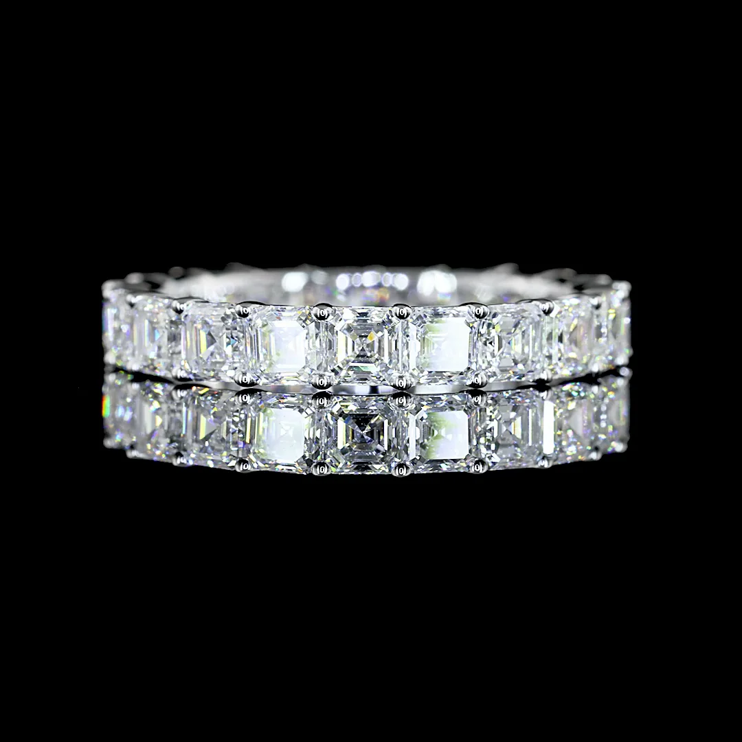 3.03 Cts 14k White Gold Asscher Shape Eternity Band Eternity Band - Video