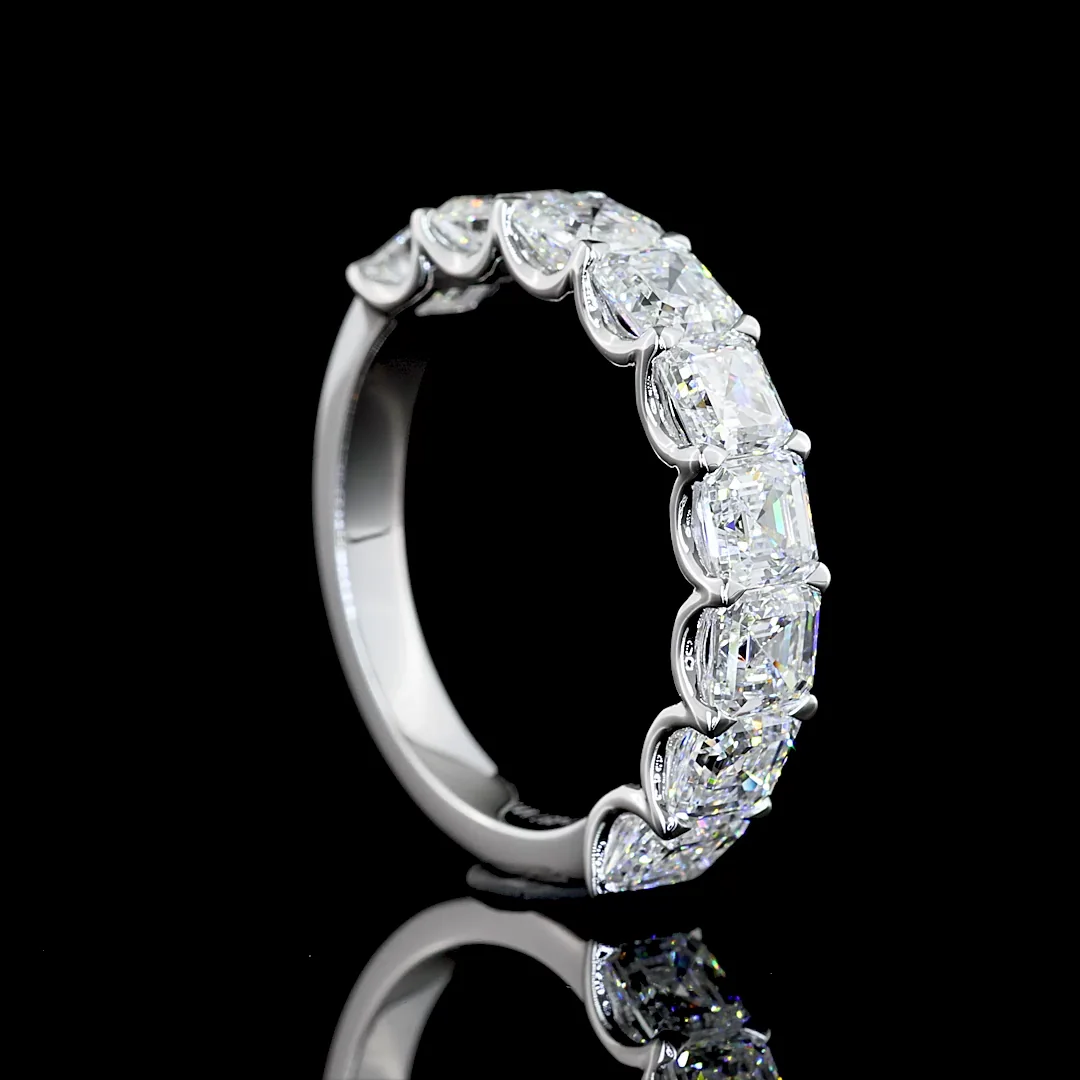 3.1 Cts 14k White Gold Asscher Shape Half Eternity Eternity Band - Image 2