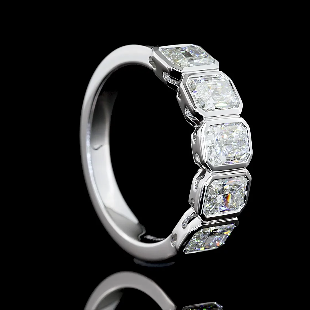 2.11 Cts 14k White Gold Radiant Shape 5 Stones Eternity Band - Image 2