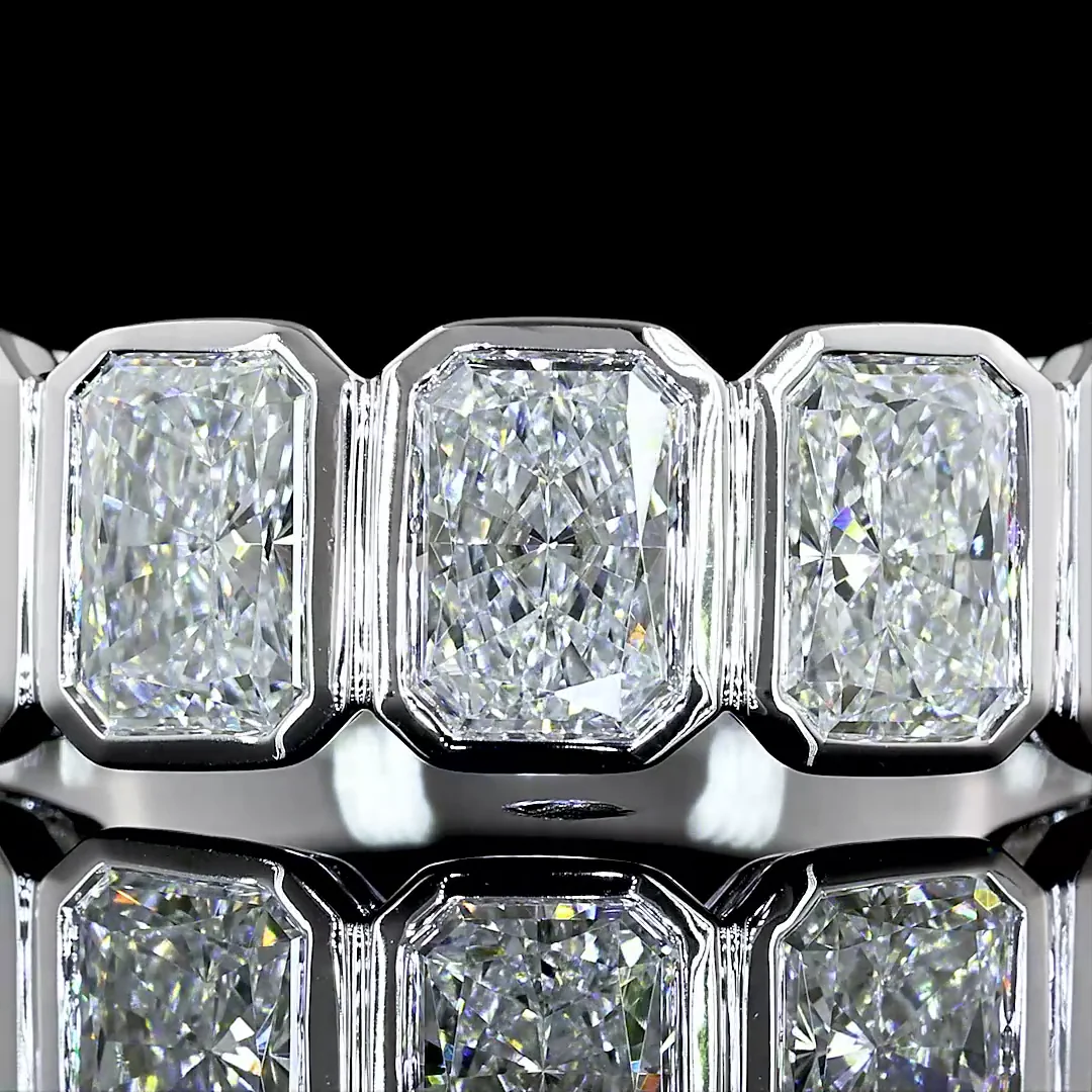 2.11 Cts 14k White Gold Radiant Shape 5 Stones Eternity Band - Image 3