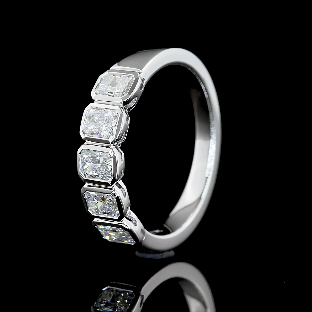 1.03 Cts 14k White Gold Radiant Shape 5 Stones Eternity Band - Image 4