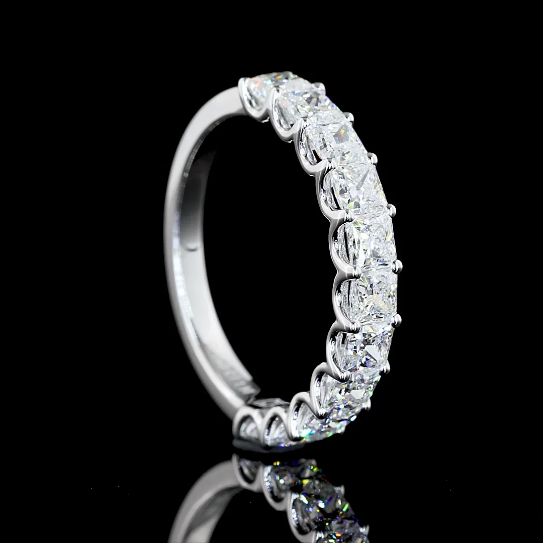 1.98 Cts 14k White Gold Princess Shape Half Eternity Eternity Band - Image 2