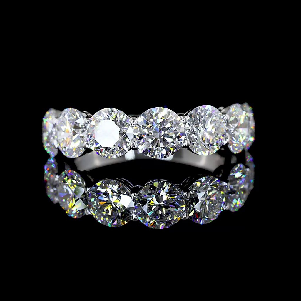 4.02 Cts 14k White Gold Round Shape 7 Stones Eternity Band - Video