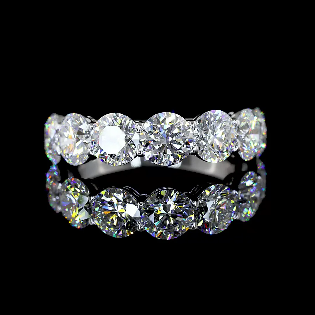 4.02 Cts 14k White Gold Round Shape 7 Stones Eternity Band - Video