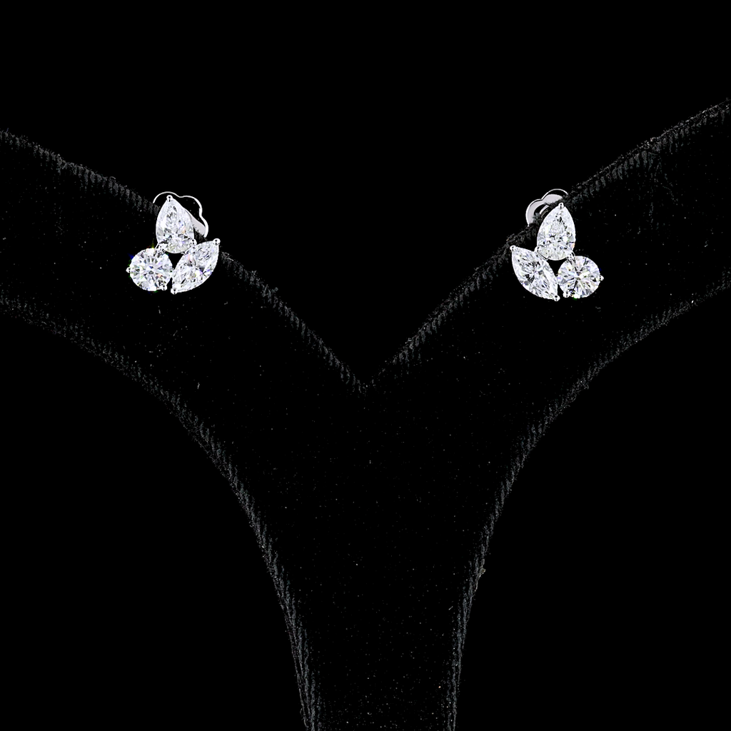 1.88 Cts 14k White Gold Pear Shape Studs Earring - Image 3