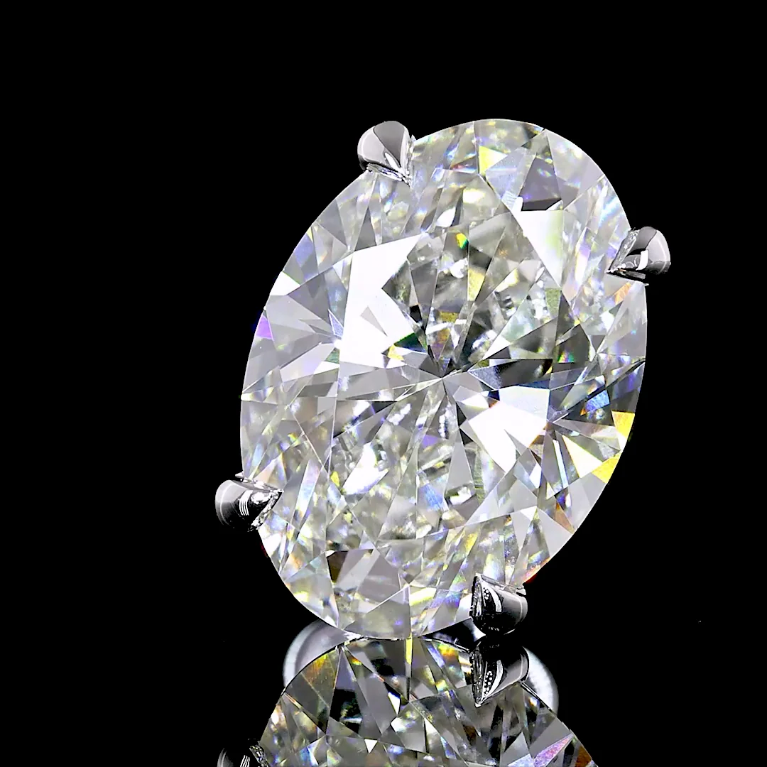 8.04 Cts 14k White Gold Oval Shape Studs Earring - Image 2