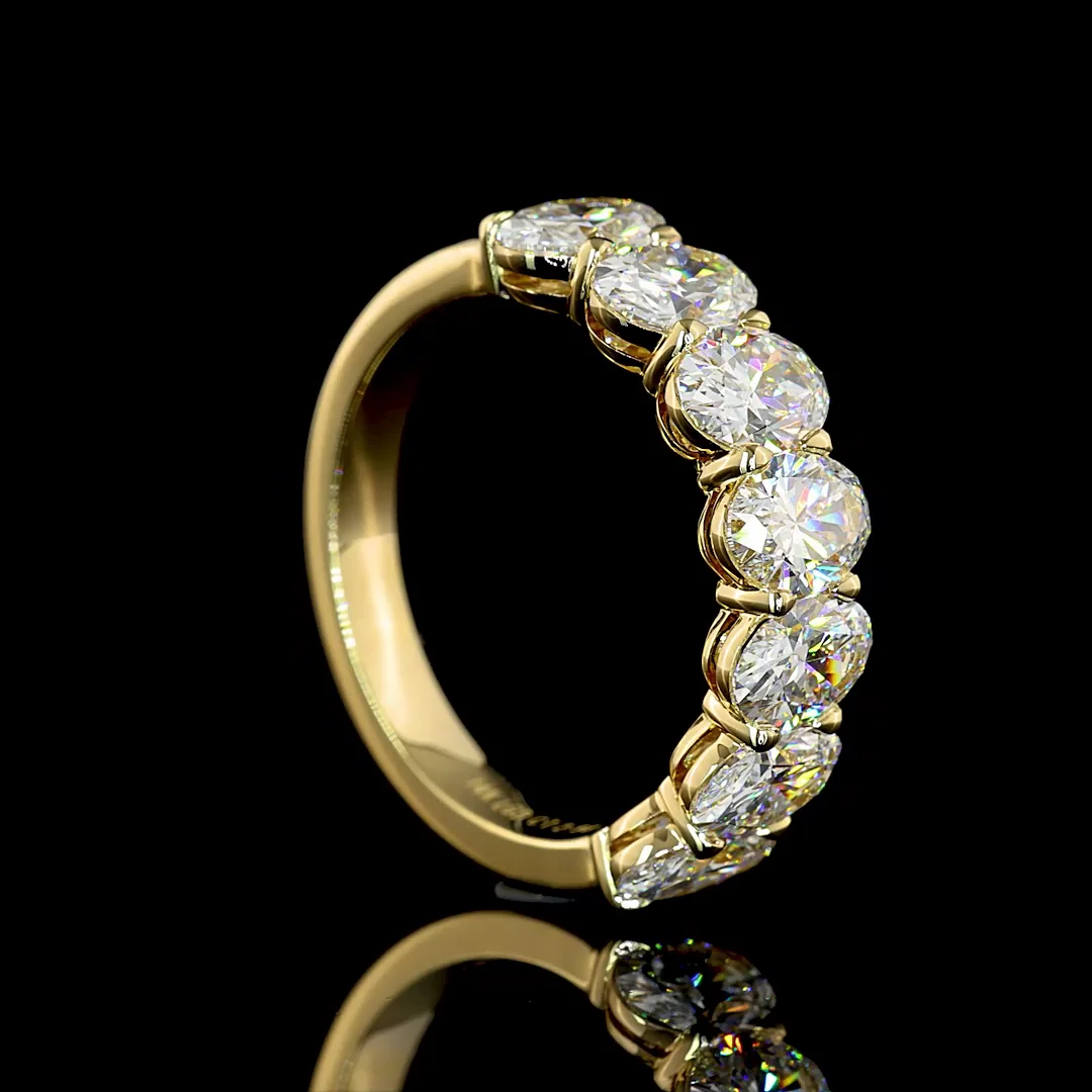 2.98 Cts 14k Yellow Gold Oval Shape 7 Stones Eternity Band - Image 2