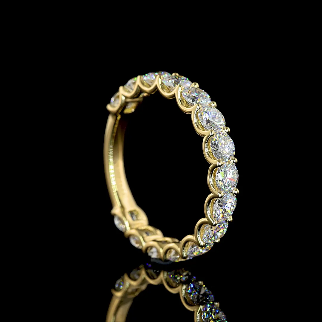 2.01 Cts 14k Yellow Gold Round Shape 3/4 Band Eternity Band - Image 2
