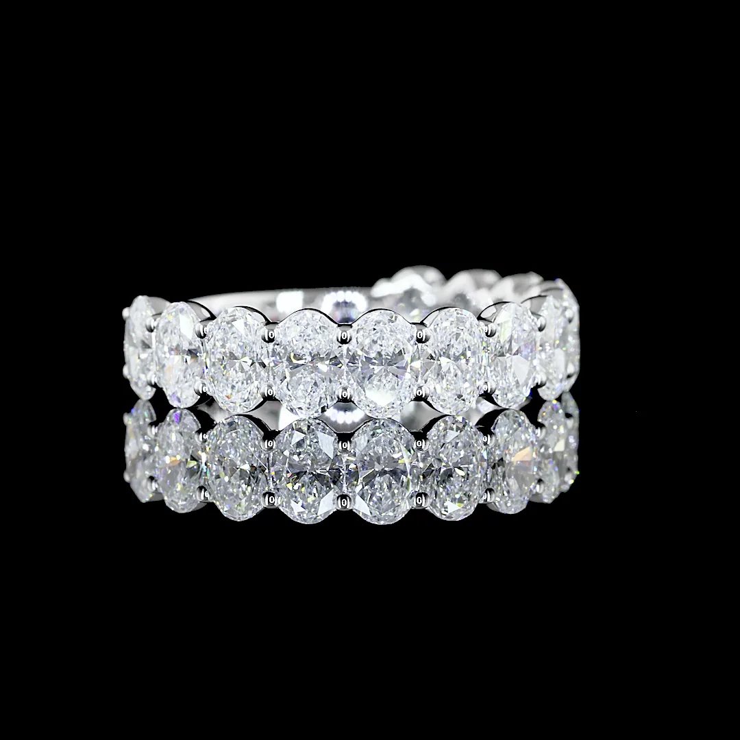 2.56 Cts 14k White Gold Oval Shape 3/4 Band Eternity Band - Video