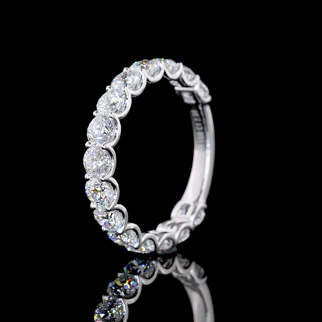 2 Cts 14k White Gold Round Shape 3/4 Band Eternity Band - Image 4