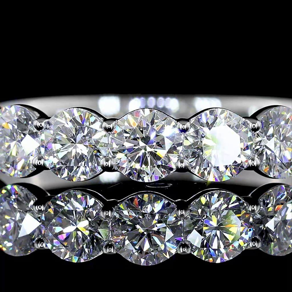 0.95 Cts 14k White Gold Round Shape 7 Stones Eternity Band - Image 3