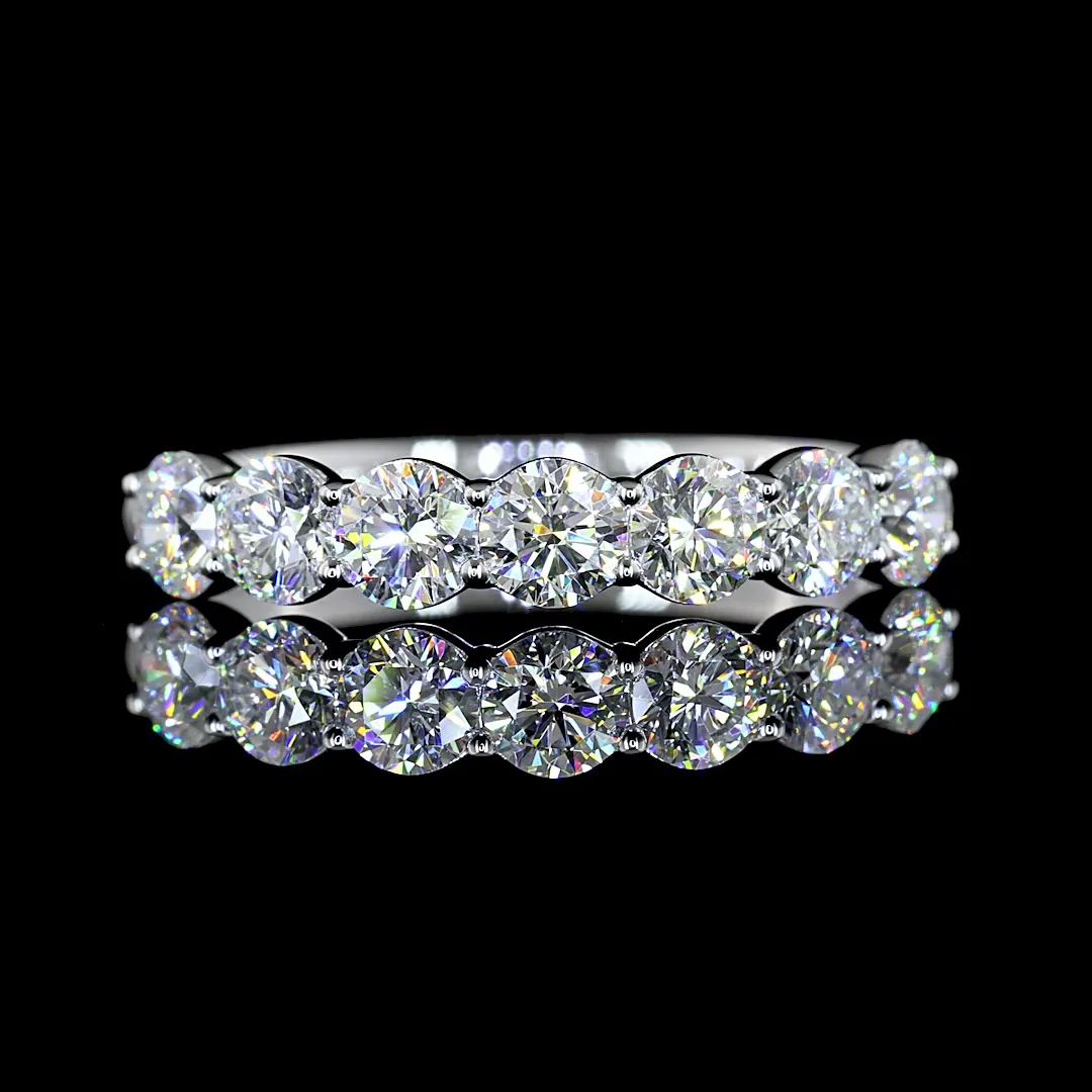 0.95 Cts 14k White Gold Round Shape 7 Stones Eternity Band - Video