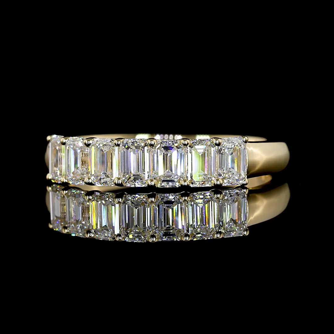 1.01 Cts 14k Yellow Gold Emerald Shape 7 Stones Eternity Band - Video