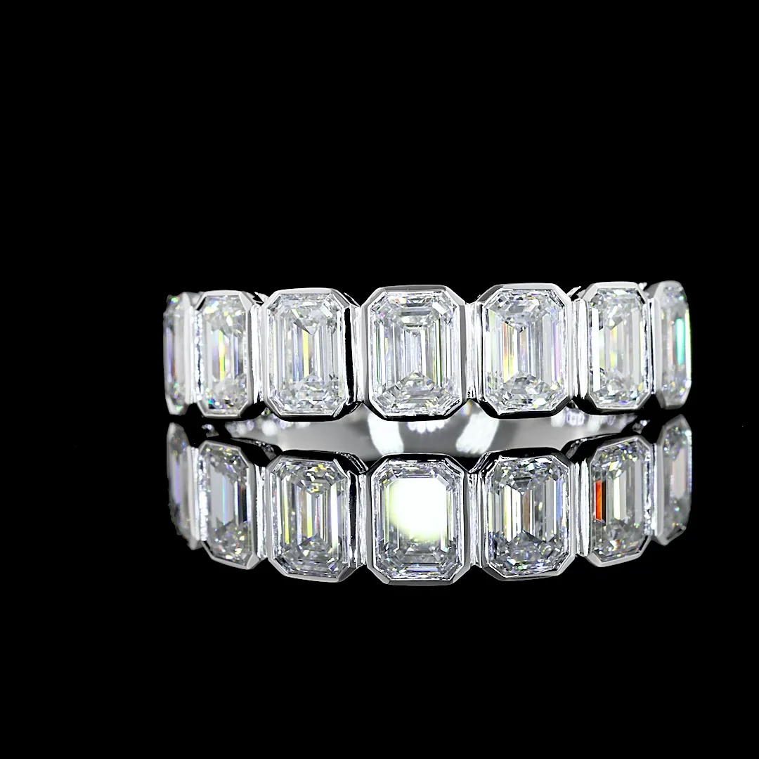 1.91 Cts 14k White Gold Emerald Shape Half Eternity Eternity Band - Video