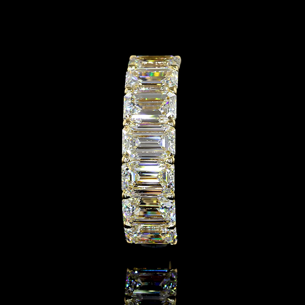 3.99 Cts 14k Yellow Gold Emerald Shape 7 Stones Eternity Band - Image 3