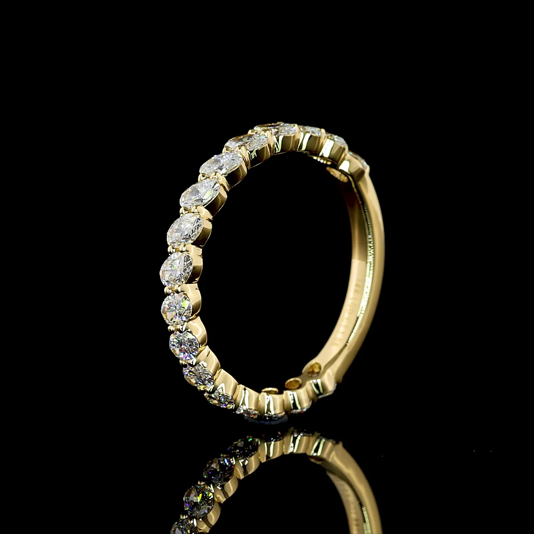 1.06 Cts 14k Yellow Gold Oval Shape 3/4 Band Eternity Band - Image 4