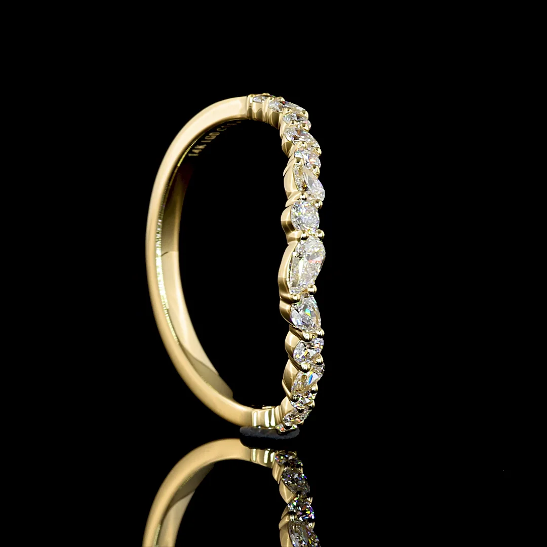 0.42 Cts 14k Yellow Gold Mix Shape Half Eternity Eternity Band - Image 2