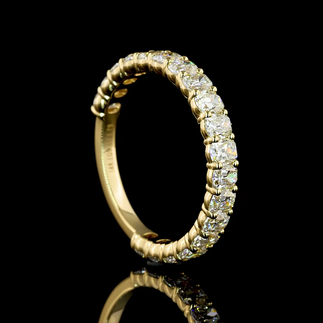 1.79 Cts 14k Yellow Gold Antique Cushion Shape 3/4 Band Eternity Band - Image 2