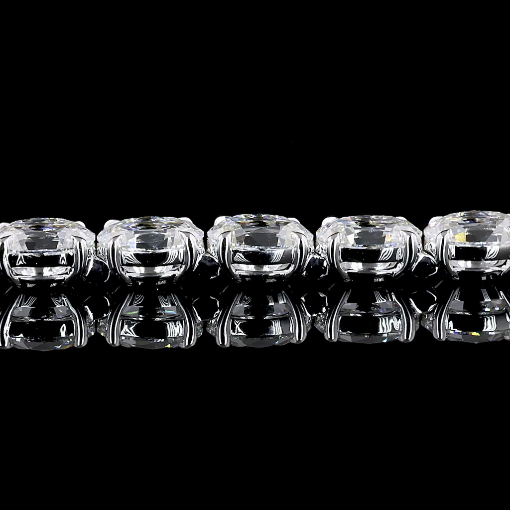 9.97 Cts 14k White Gold Antique Oval Shape Tennis Bracelet - Image 3