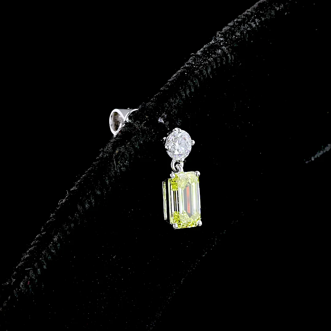 1.14 Cts 14k White Gold Round Shape Hanging Earring - Image 2