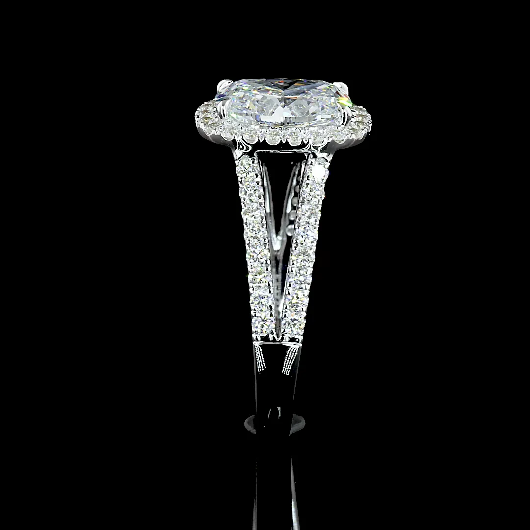 2.52 Cts 14k White Gold Cushion Brilliant Shape Split Shank Ring - Image 4