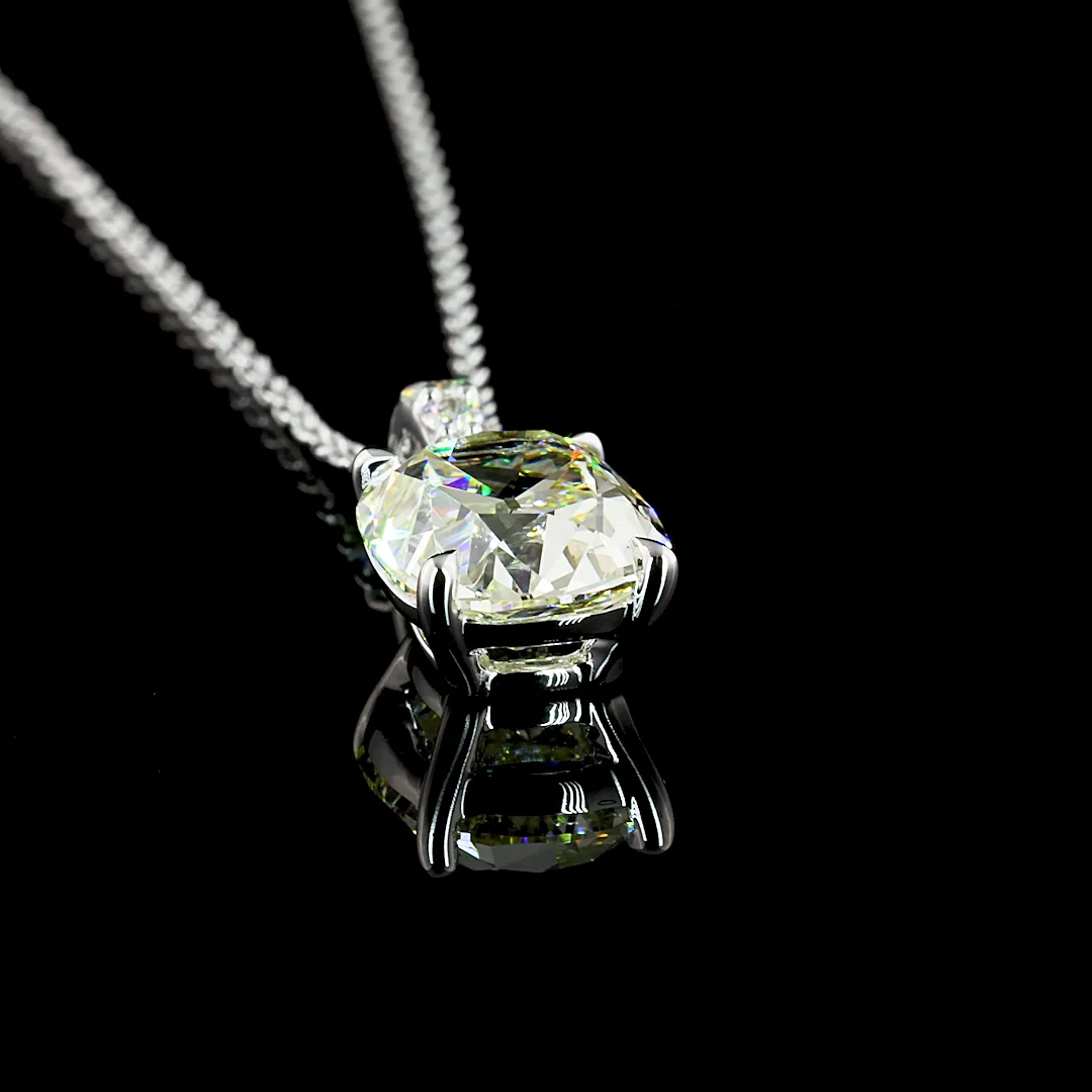 2.12 Cts 14k White Gold Antique Cushion Shape Pendant Pendant - Image 2