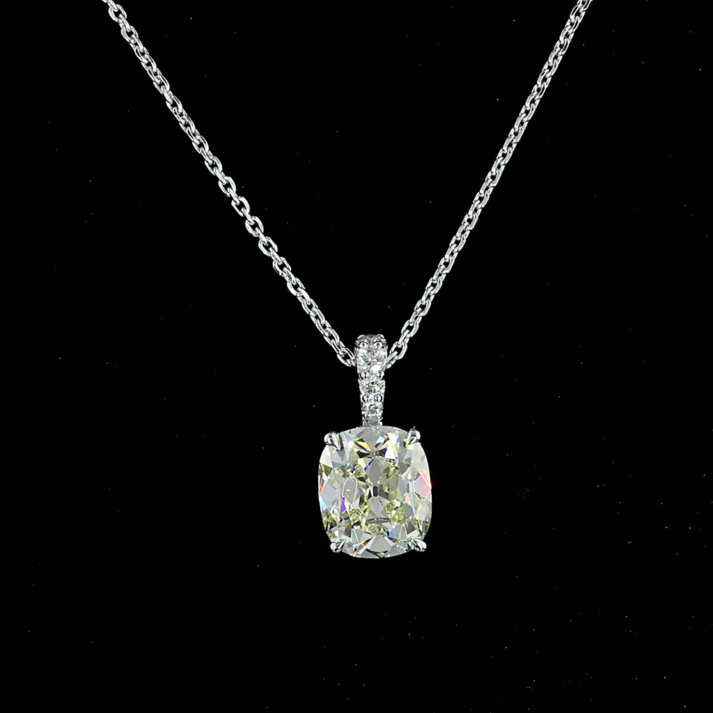 2.12 Cts 14k White Gold Antique Cushion Shape Pendant Pendant - Image 3