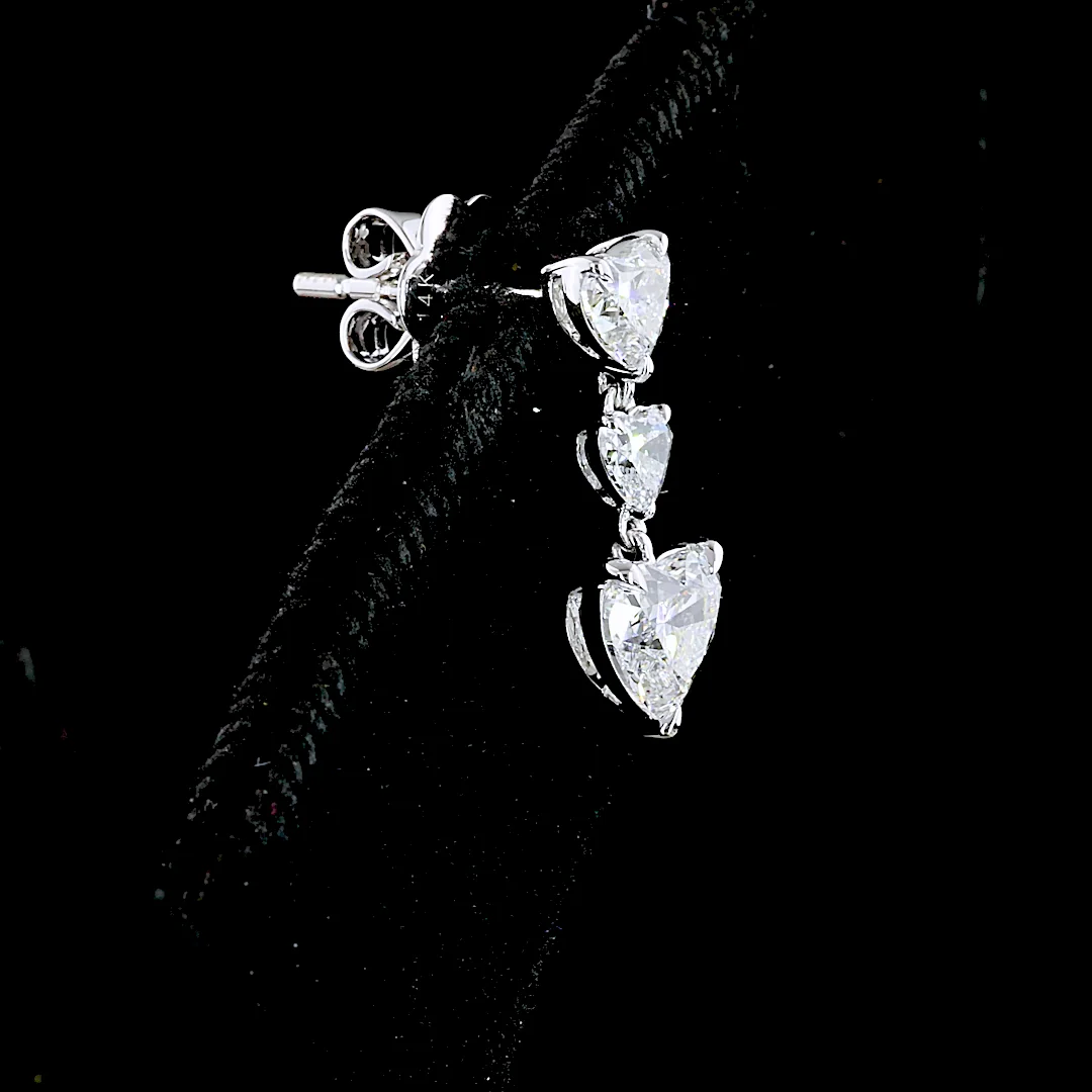 2.03 Cts 14k White Gold Heart Shape Hanging Earring - Image 2