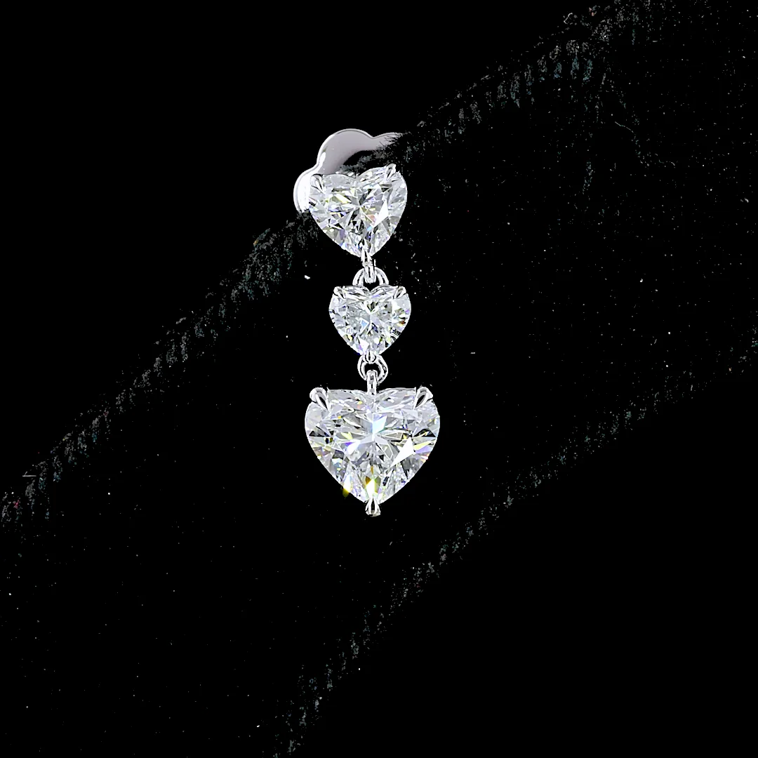 2.03 Cts 14k White Gold Heart Shape Hanging Earring - Image 4