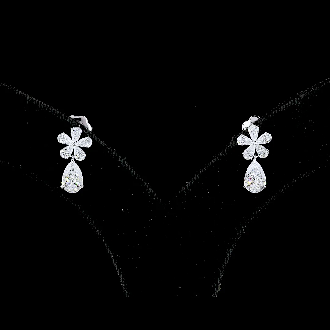 1.89 Cts 14k White Gold Pear Shape Hanging Earring - Image 3