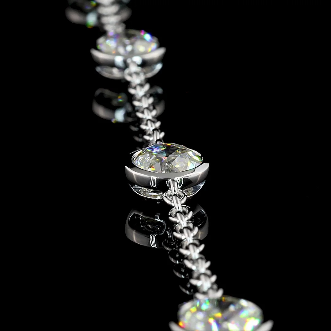 5.1 Cts 14k White Gold Old European Brilliant Shape Station Bracelet - Image 2