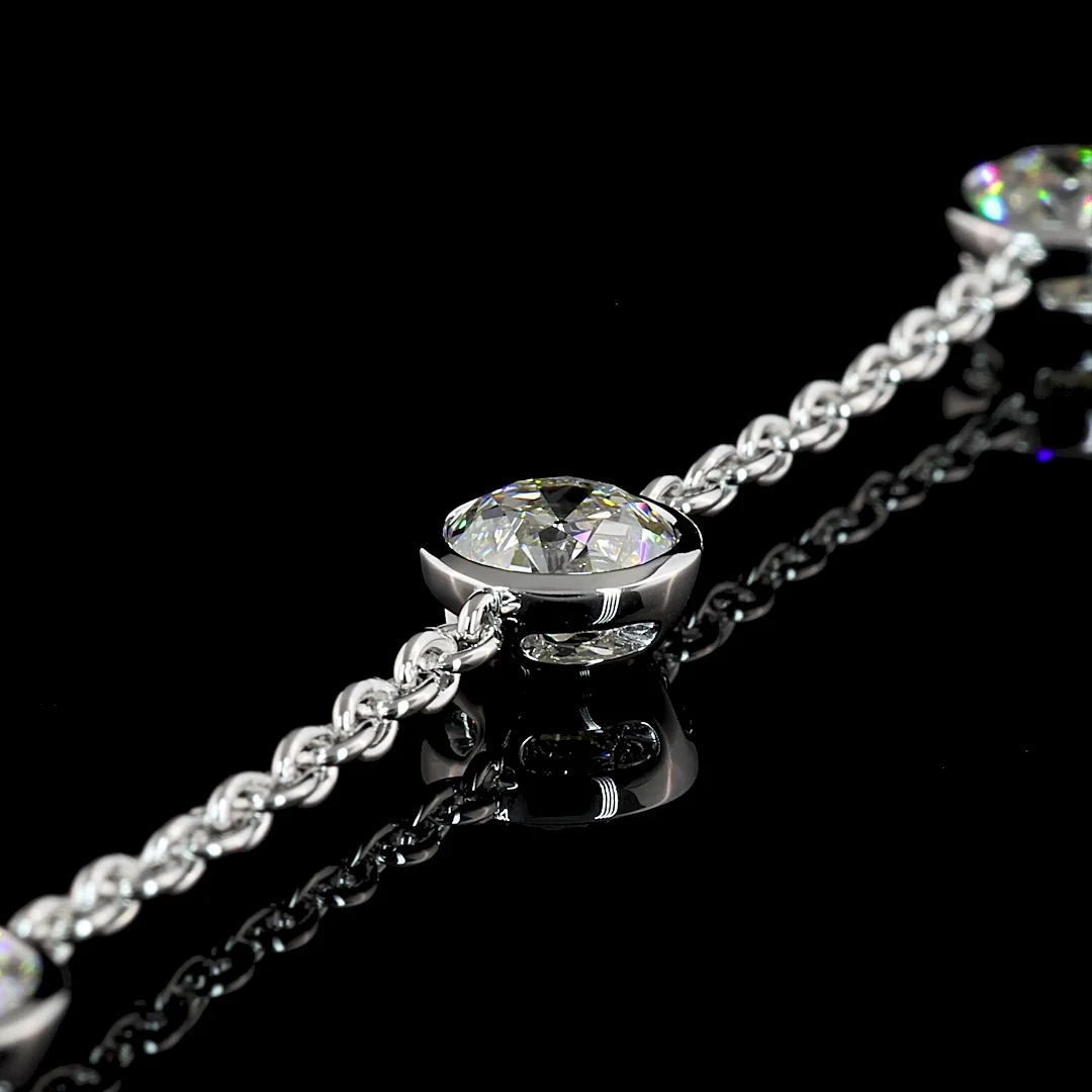 5.1 Cts 14k White Gold Old European Brilliant Shape Station Bracelet - Image 3