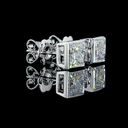 2.08 Cts 14k White Gold Princess Shape Studs Earring - Video
