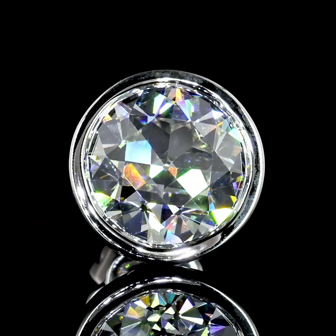 5.02 Cts 14k White Gold Old European Brilliant Shape Studs Earring - Image 2