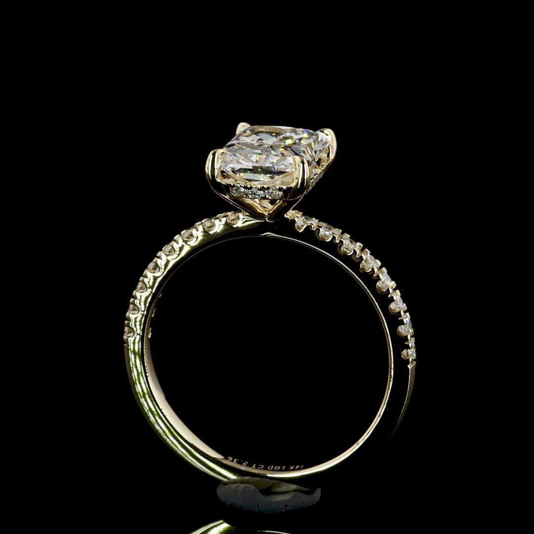 2.48 Cts 14k Yellow Gold Radiant Shape Hidden Halo Ring - Image 4