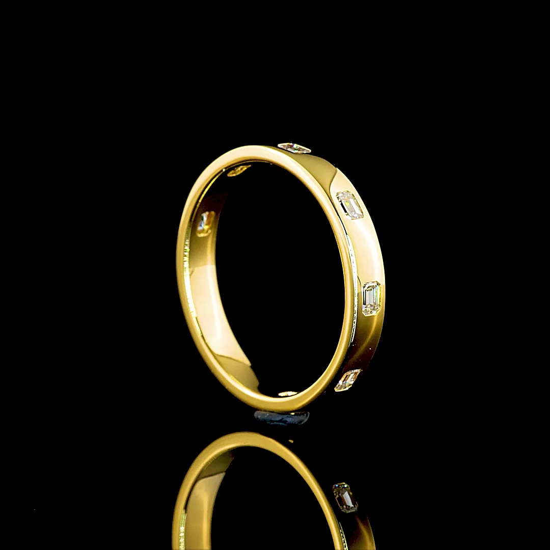 0.36 Cts 14k Yellow Gold Emerald Shape 3/4 Band Eternity Band - Image 2