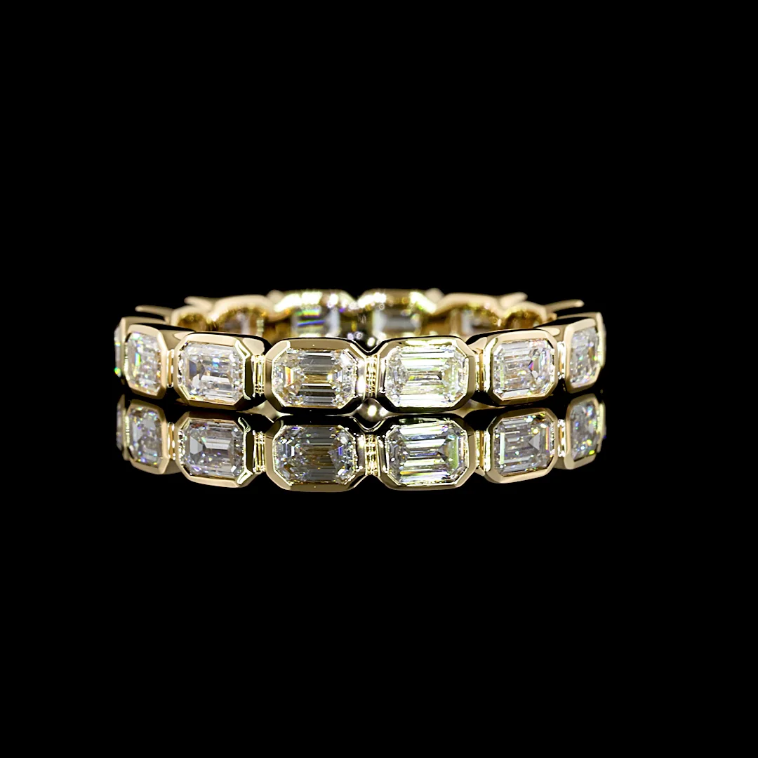 1.62 Cts 14k Yellow Gold Emerald Shape Eternity Band Eternity Band - Video
