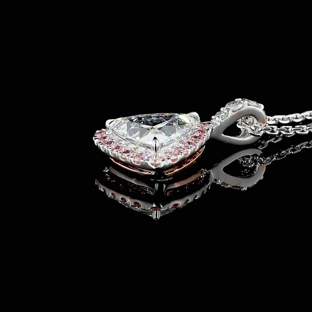 1.31 Cts 14k White Gold Triangle Shape Halo Pendant - Image 4